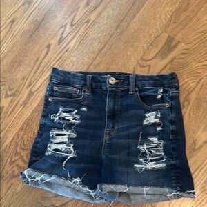 American Eagle Outfitters Blue Distressed Jean Shorts